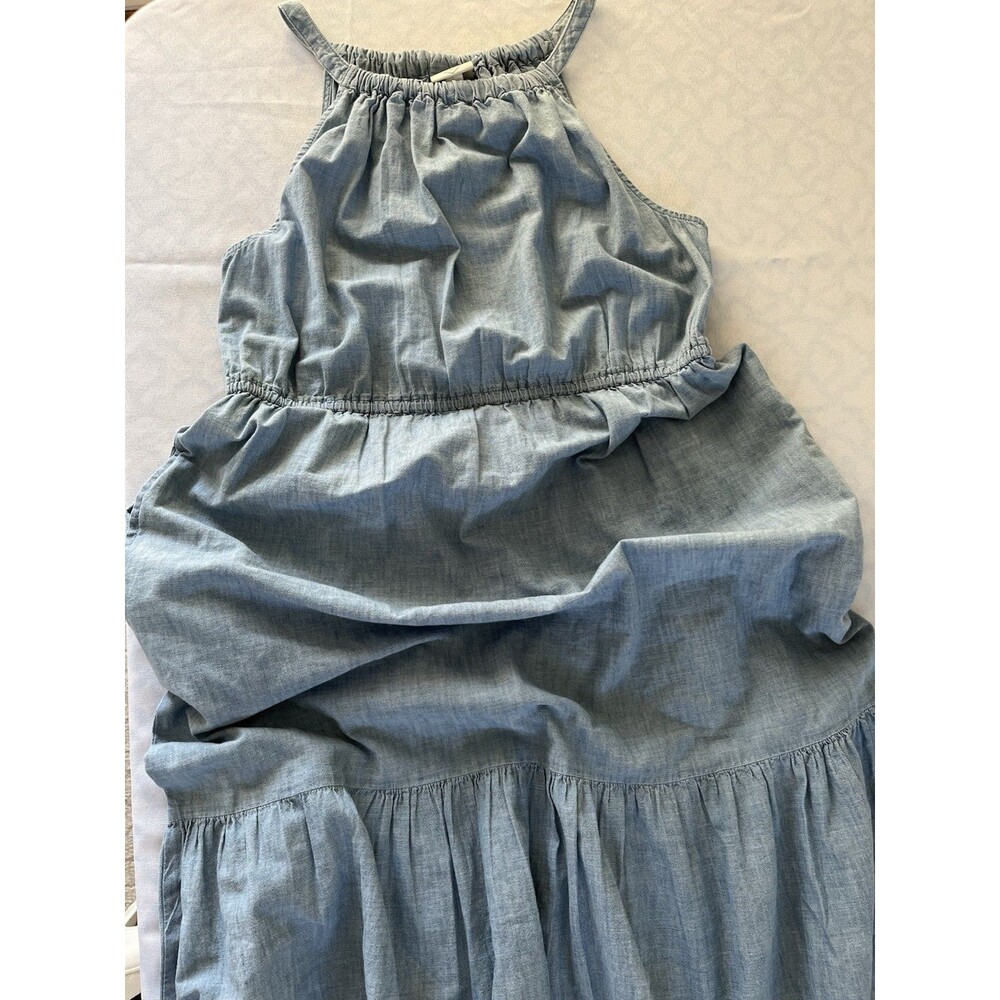 St John’s Bay 100% Cotton Embroidered Maxi Dress Large Blue Halter-Fringe Boho - Picture 10 of 10